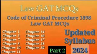 Law GAT CrPC Important MCQs Part 2 CRPC 1898 Law GAT MCQs  2022 Law GAT Lecture [upl. by Ahselat]