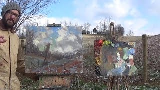 Beginner Plein Air Oil Painting Demonstration Art Lesson 5 Sky Kyle Buckland [upl. by Sirrot]