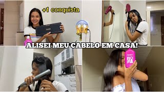 PRIMEIRA VEZ ALISANDO O CABELO SOZINHA 😱 SERÁ QUE DEU RUIM testei a fioterapia [upl. by Enitram]