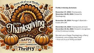 Thriftys 2024 Holiday Schedule [upl. by Ilse]