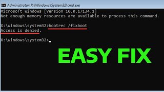 Fix Bootrec fixboot Access is Denied During Fix Boot Configuration  How To [upl. by Andie]