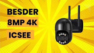 BESDER 8MP 4K PTZ IP Wifi Camera 8x Zoom DualLens Human Detect CCTV C Smart Home Outdoor ICSEE APP [upl. by Simmie]