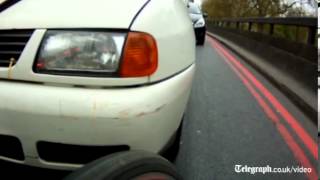 Cyclist captures road rage with helmet cam [upl. by Trakas403]