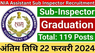 NIA New Vacancy 2024  NIA Recruitment 2024 Notification  NIA Sub Inspector vacancy 2024 [upl. by Livvy923]