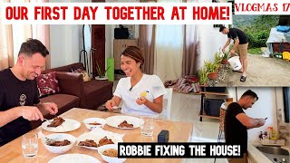 Our First Day At Home Robbie Trying To Fix The House  vlogmas 17 [upl. by Berkie488]