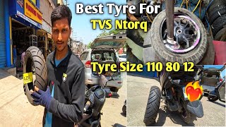 New tyre for tvs ntorq  best tyre for tvs ntorq  rare tyre size110 80 12 [upl. by Jerol304]