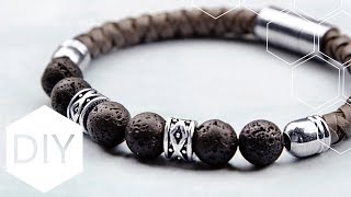 DIY sieraden maken met Kralenhoekje  Leren armband met lava kralen [upl. by Christabel]