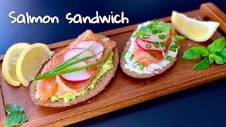 Salmon sandwich  salmon with avocado and cream cheese [upl. by Salohcim]