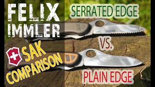 Plain vs Serrated  Which Blade is better more versatile Victorinox Forester vs Soldiers Knife 08 [upl. by Anyala]