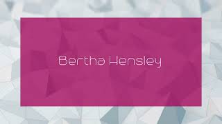 Bertha Hensley  appearance [upl. by Constancy]