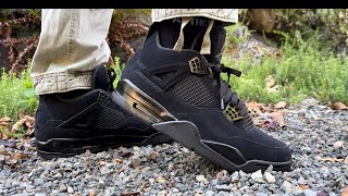 Air Jordan 4 Black Cat On Foot Review and Sizing  Best R39s and Best Seller [upl. by Etsirk525]