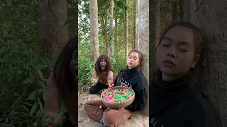 Survival Skills SIMPLE and USEFUL with candy firecamping bushcraft outdoors [upl. by Norvil]