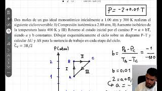 QUIFI I UAM  Ciclo termodinámico con proceso de presión lineal PabV [upl. by Janenna]