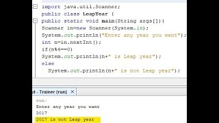 Write a Java program that takes a year from user and print whether that year is a leap year or not [upl. by Ardnasil]