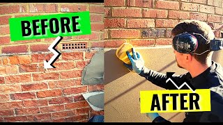 Repairing Old Walls With Sand Cement Render Construction  BRICK  SOLID WALLS in 6 Minutes FLAT [upl. by Anilahs188]