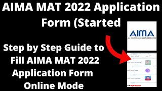 AIMA MAT 2022 Application Started  How to Fill AIMA MAT 2022 Application Form Online Mode [upl. by Nawoj668]