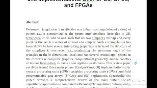 A Comprehensive Survey on Delaunay Triangulation Applications Algorithms and Implementations Over [upl. by Ocana]