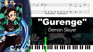 Gurenge  Demon Slayer  Piano Tutorial with Notes  Sheet Music  Piano Cover  EASY  Visualizer [upl. by Zinah]