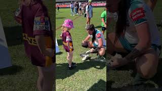 A special moment for a young fan thanks to Mads 👏 WeAreRaiders NRLW CanberraRaiders [upl. by Enasus157]