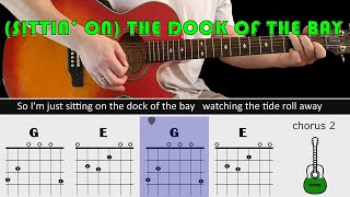 Easy play along series  SITTIN ON THE DOCK OF THE BAY  Guitar chords amp lyrics  Otis Redding [upl. by Marj]