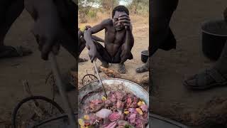 Wow Thats incredible delicious food Hadza cooks from wild meat 😋🍲hadzabetribe food [upl. by Korie]