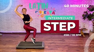 Intermediate Step aerobics Cardio Workout with a Latin Flair 130 BPM  350 [upl. by Siderf]