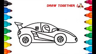 How to draw a car for kids is easy Car drawing and coloring for kids children step by step [upl. by Eustatius]