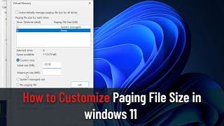 Custom Paging File Size for windows 11 4 GB  8 GB 16 GB RAM [upl. by Miner]