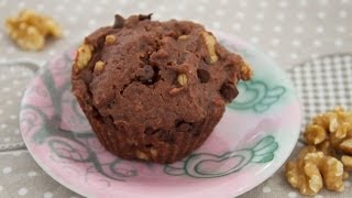 Rezept Schoko Muffins mit Walnüssen ✪ Muffins mit 2x Schokolade ✪ Schokotröfpchen amp Kakaopulver [upl. by Dougal920]