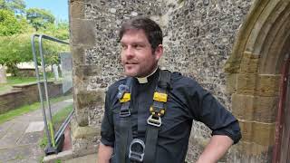 Watch vicar climb to top of Worthing church spire to raise money for repair bill [upl. by Zorine]