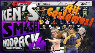 All Costumes in Kens Smash 4 Modpack Version 4 [upl. by Vizzone]