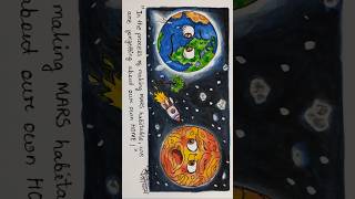 Space Awareness anime character art 🌎 watercolor space awareness art shorts mars earth [upl. by Melva]