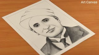 Sir CV Raman National Science day Drawing With Pencil Sketch Step by Step  For Beginners [upl. by Hsevahb]