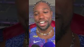 Emotional Noah Lyles after winning gold in 100m Hardest one out the way  NBC4 Washington [upl. by Abe]