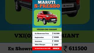 MarutiSuzukiSpressoonroadpricenewdelhiviralviralshortspricevxiocng [upl. by Mccormac]