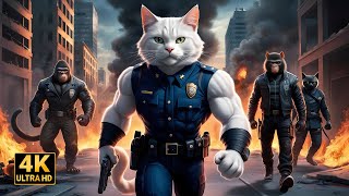 The White Cat Officer Defending the City Against Chaos🔥🚓 ai aicat kitty cat catstory kitten [upl. by Haida]