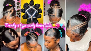 🌸🍏🍡Trying Curly Natural Hairstyles I Find On Pinterest  𝐒𝐥𝐚𝐲𝐞𝐝 edges 🩵🦋💞 [upl. by Hasan89]