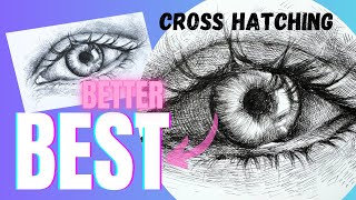 ACHIEVE GLASSLIKE EYES  CROSSHATCHING AN EYE with MICRON PEN [upl. by Laohcin]