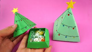 Weihnachtsdeko basteln Geschenkbox Tannenbaum basteln 🎄  Basteln für weihnachten [upl. by Isleana723]