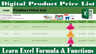 188How to make digital price list in Excel Step by Step 2021 [upl. by Nyahs454]