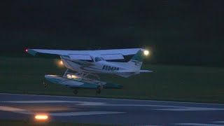 Cessna 172 Floatplane night landing 4K Video [upl. by Conant836]