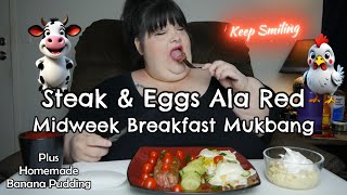 Steak amp Eggs Ala Red Midweek Breakfast Mukbang [upl. by Sedinoel428]