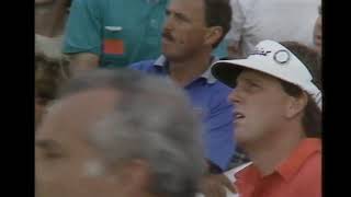 GREG NORMAN amp MARK CALCAVECCHIA DUKE IT OUT IN CLASSIC 1989 BRITISH OPEN GOLF CHAMPIONSHIP RTE SPORT [upl. by Spiegelman]