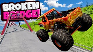 Using Random Vehicles to Jump BROKEN BRIDGES in BeamNG Drive Mods [upl. by Carlyle505]