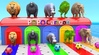 Mammoth Elephant Lion Gorilla TRex 3d Animal Long Slide Game Funny 3d Paint Animals Cage Game [upl. by Elliott]