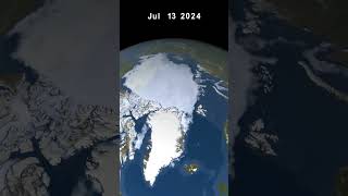 Arctic sea ice shrinking from its maximum extent in March 2024 to its minimum on Sept 2024 [upl. by Mehalick]