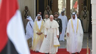 Ceremonia de Bienvenida y Visita del Papa Francisco al Príncipe Heredero de Abu Dhabi HD [upl. by Fontes750]