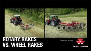 RAKES  MF ROTARY RAKES VS WHEEL RAKES [upl. by Sheepshanks48]