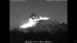 April 12 2023  Explosion  Popocatepetl Volcano Mexico  2321 MDT [upl. by Solegnave954]