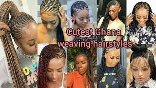 Cutest Ghana weaving hairstyles 2024  Ghana braids hairstyles  Braids styles for black ladies [upl. by Reffotsirhc]